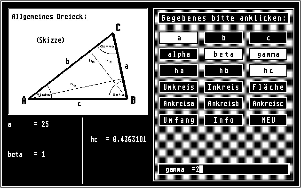 Dreiecksberechnung atari screenshot